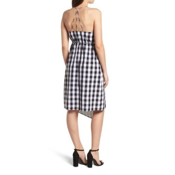 BP.  black white mixed check gingham sleeveless wrap dress size small - Picture 3 of 12